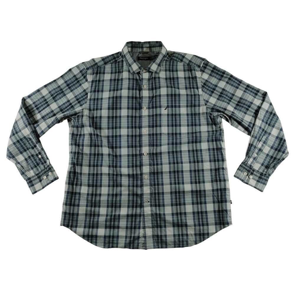 Nautica Mens XL Long Sleeve Plaid Button Down‎ Shirt Casual Classic Fit